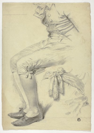 Figura seduta e schizzo di fusciacca legata al busto da John Downman
