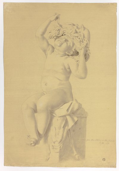 Statua Antica di Putto Seduto che Tiene una Maschera di Sileno da John Downman