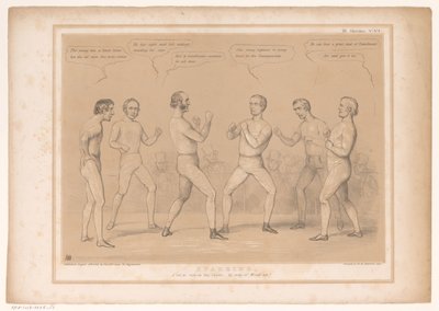 Caricatura di Lord Bentinck e Lord Lyndhurst in un incontro di boxe da John Doyle