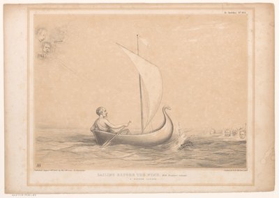 Caricatura con Lord Russell in una barca a vela da John Doyle