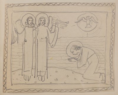 Figura inginocchiata e due angeli da John Duncan