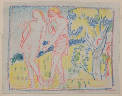 Senza titolo [Figura maschile e femminile in un paesaggio] da John Duncan