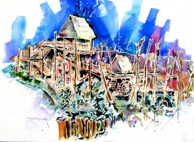 Villaggio tropicale su palafitte da John Dunn
