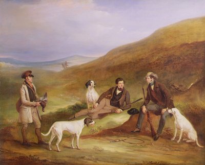 Edward Horner Reynard e suo fratello George, caccia alla pernice con il guardiacaccia Tully Lamb a Middlesmoor, Yorkshire da John E. Ferneley