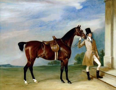 Il cacciatore baio di Miss Villebois tenuto da un groom da John E. Ferneley