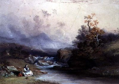 Veduta di un torrente di montagna, con due figure femminili da John Edmund Buckley