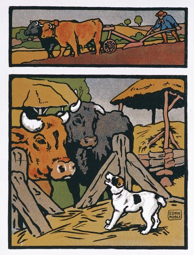 Illustrazione per Il cane e la mucca, da 