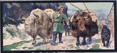 Yak di montagna, illustrazione da 