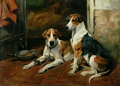 Cani in un interno di stalla da John Emms
