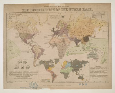 Mappa etnografica, che mostra la distribuzione della razza umana da John Emslie
