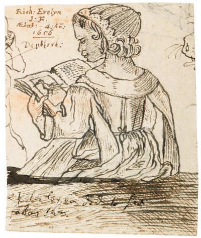 Richard Evelyn che legge un libro di storia naturale, Deptford, 1656 da John Evelyn