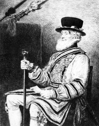La Guardia del Corpo, stampa di Charles Waltner da John Everett (after) Millais
