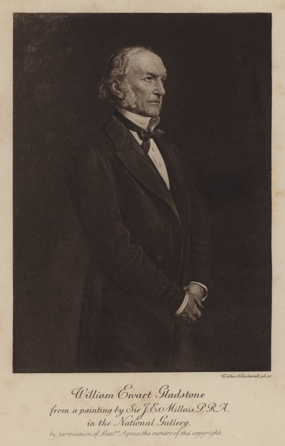 William Ewart Gladstone, statista liberale britannico e Primo Ministro (fotoincisione) da John Everett (after) Millais