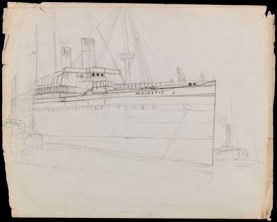 PAH1223; Schizzo del transatlantico Majestic (incompiuto) da John Everett