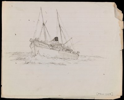 Schizzi di una nave da battaglia e altre due navi della Royal Navy da John Everett