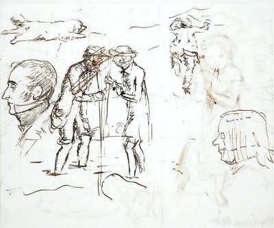 Un foglio di studi con John Ruskin (1819-1900) e William Millais da John Everett Millais