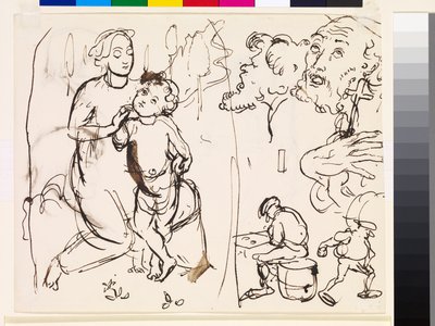 Foglio di studi caricaturali dello stile post-raffaellesco, 1853 da John Everett Millais