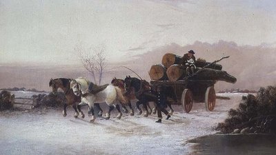 Carro di legname nella neve da John F. Morris