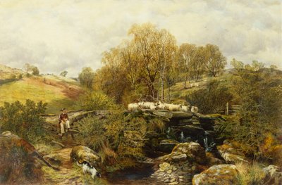 Un pastore e le sue pecore vicino a un ruscello da John F. Tennant