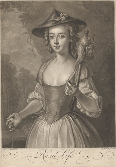 Una ragazza che fila il filo da John Faber the younger