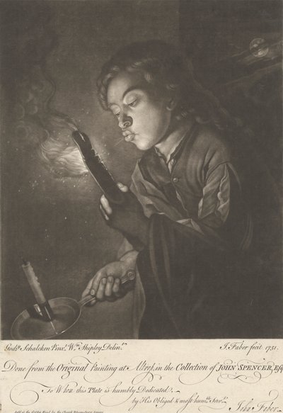 Ragazzo che accende una candela da John Faber the younger