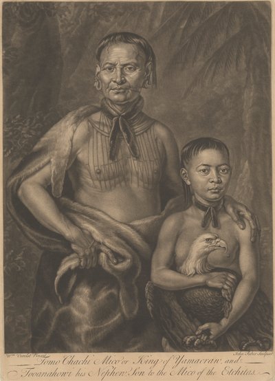 Tomo Chachi Mico, o Re di Yamacraw, e Tooanahowi [sic], Suo Nipote da John Faber the younger