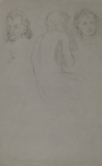 Due studi di ritratto e un nudo maschile, seduto da John Ferguson Weir