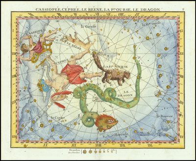 1776 - John Flamsteed - Cassiopee, Cehee, Le Renne, La Pt.Ourse, Le Dragon (Cassiopea, Cefeo, Orsa Minore e Draco) da John Flamsteed