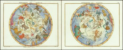 1776 - John Flamsteed - Emisfero Australe ed Emisfero Boreale da John Flamsteed