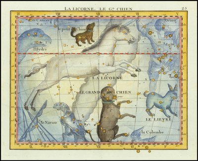 1776 - John Flamsteed - La Licorne, Le Grand Chien (Monoceros e Canis Major) da John Flamsteed