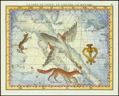 1776 - John Flamsteed - La Lyre, Le Cigne, Lezard, Le Renard (Lyra, Cygnus, Lacerta, Vupecula) da John Flamsteed