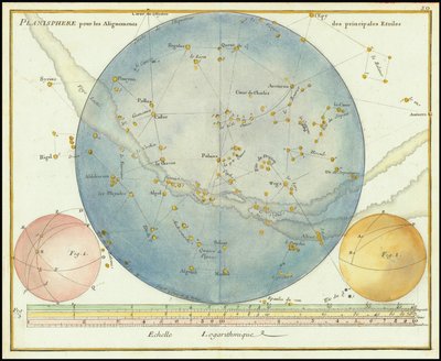 1776 - John Flamsteed - Planisfero per gli allineamenti delle stelle principali da John Flamsteed