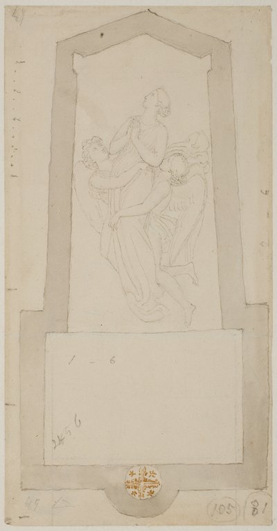 Uno spirito defunto sollevato da due angeli da John Flaxman