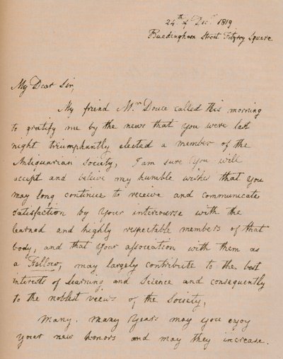 Una lettera di John Flaxman, 24 dicembre 1819, 1904 da John Flaxman