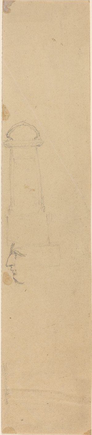 Volto di profilo rivolto a sinistra e monumento da John Flaxman