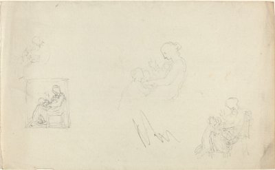 Quattro studi di una donna seduta con bambini ai suoi piedi (Schizzi per il monumento a Lady FitzHarris?) da John Flaxman