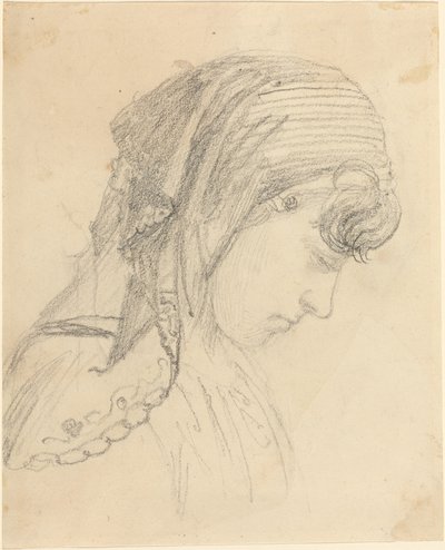 Testa di Donna con Foulard, che Guarda in Basso da John Flaxman
