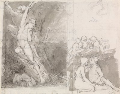 Illustrazione al Paradiso Perduto di Milton - Adamo ed Eva protetti dagli angeli da John Flaxman