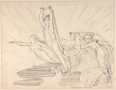 Mattino: Odissea di Pope, libro 12 (recto); studio per il disegno finale (verso) da John Flaxman