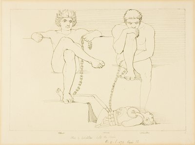 Otus e Efialte tengono prigioniero Ares da John Flaxman