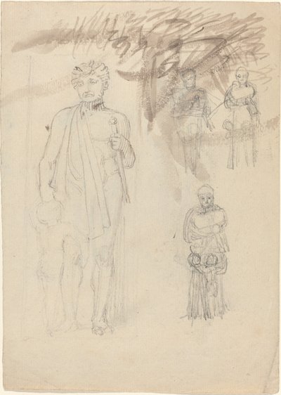 Foglio di studi, incluso guerriero con bambino (recto e verso) da John Flaxman