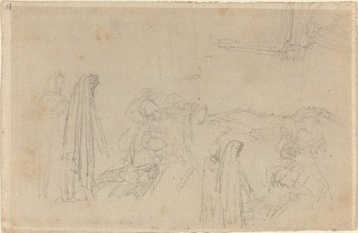 Schizzi con una figura incappucciata (Virgilio e Beatrice?) da John Flaxman
