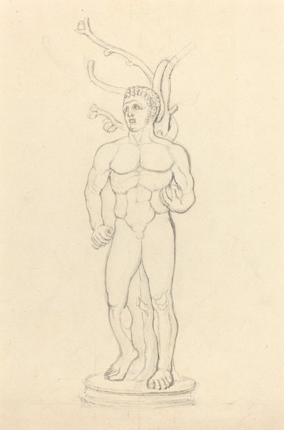 Statua di un nudo maschile davanti a un albero da John Flaxman