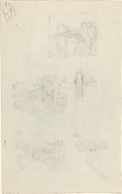 Studi di un letto di malato e decorazioni per la facciata di Buckingham Palace (recto e verso) da John Flaxman