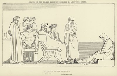 Ulisse sul focolare che si presenta ad Alcinoo e Arete da John Flaxman