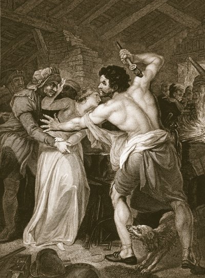 Il riscossore della tassa di voto assassinato da Wat Tyler, inciso da J. Hall, illustrazione da 