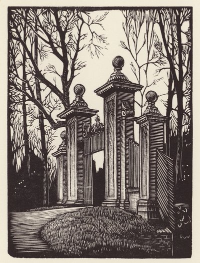 Cambridge: Clare Gates (xilografia) da John Frederick Greenwood