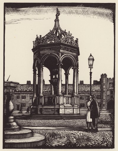 Cambridge: Fontana della Trinità (xilografia) da John Frederick Greenwood
