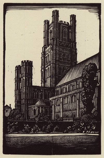 Cattedrale di Ely: Dal giardino del decano (xilografia) da John Frederick Greenwood