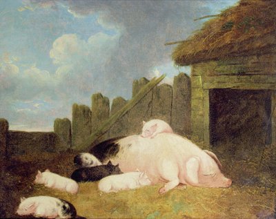 Scrofa con maialini nel porcile da John Frederick Herring Junior